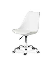Кресло офисное Астер металл Хром, кожзам Белый (СДМ мебель-ТМ)