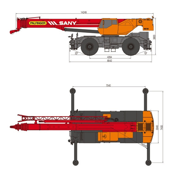 Короткобазовий кран Palfinger Sany SRC 750 г/п 75 т