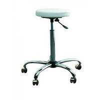 Стілець Майстра без спинки на пневматиці хрестовина хром екошкіра біла (FrizelTM)