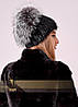 Жіноча хутряна шапка з розкішним хутряним ковпаком із чорнобурки, фото 3