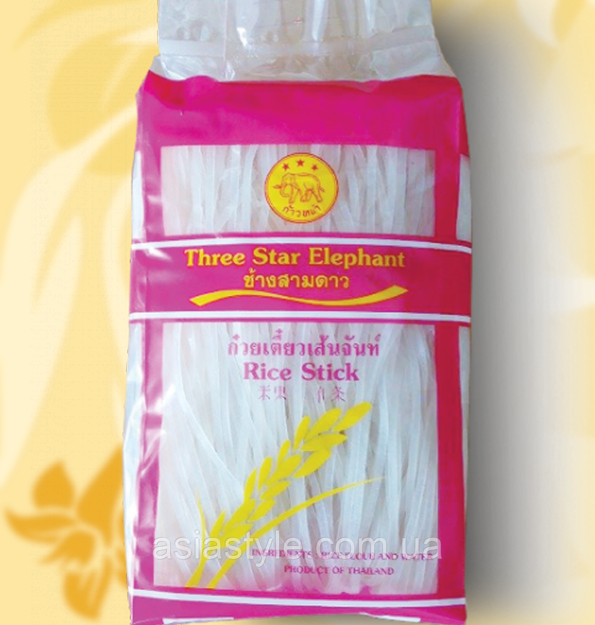 Локшина рисова, Three Star Elephant, 3 мм, 400 г, МД Ч Фе, фото 1