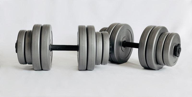Розбірні гантелі WCG GREY 2 по 15 кг (Набірні, пластикове покриття, гантелі для дому) R_R_17