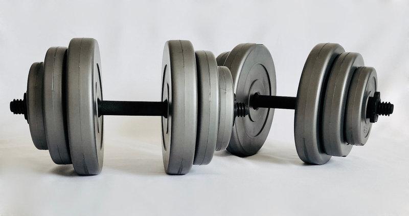 Розбірні гантелі композитні WCG GREY 2 по 18 кг (Набірні, пластикове покриття, гантелі для дому) R_1793