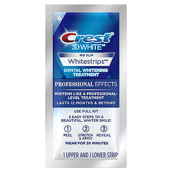 Смужки No1 для вибілювання зубів у домашніх умовах «Crest Whitestrips 3D White Professional Effects No Slip»