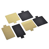 Прямоугольные подложки золото/черные для кондитерских изделий. Товары для кондитеров размер 6см х11см