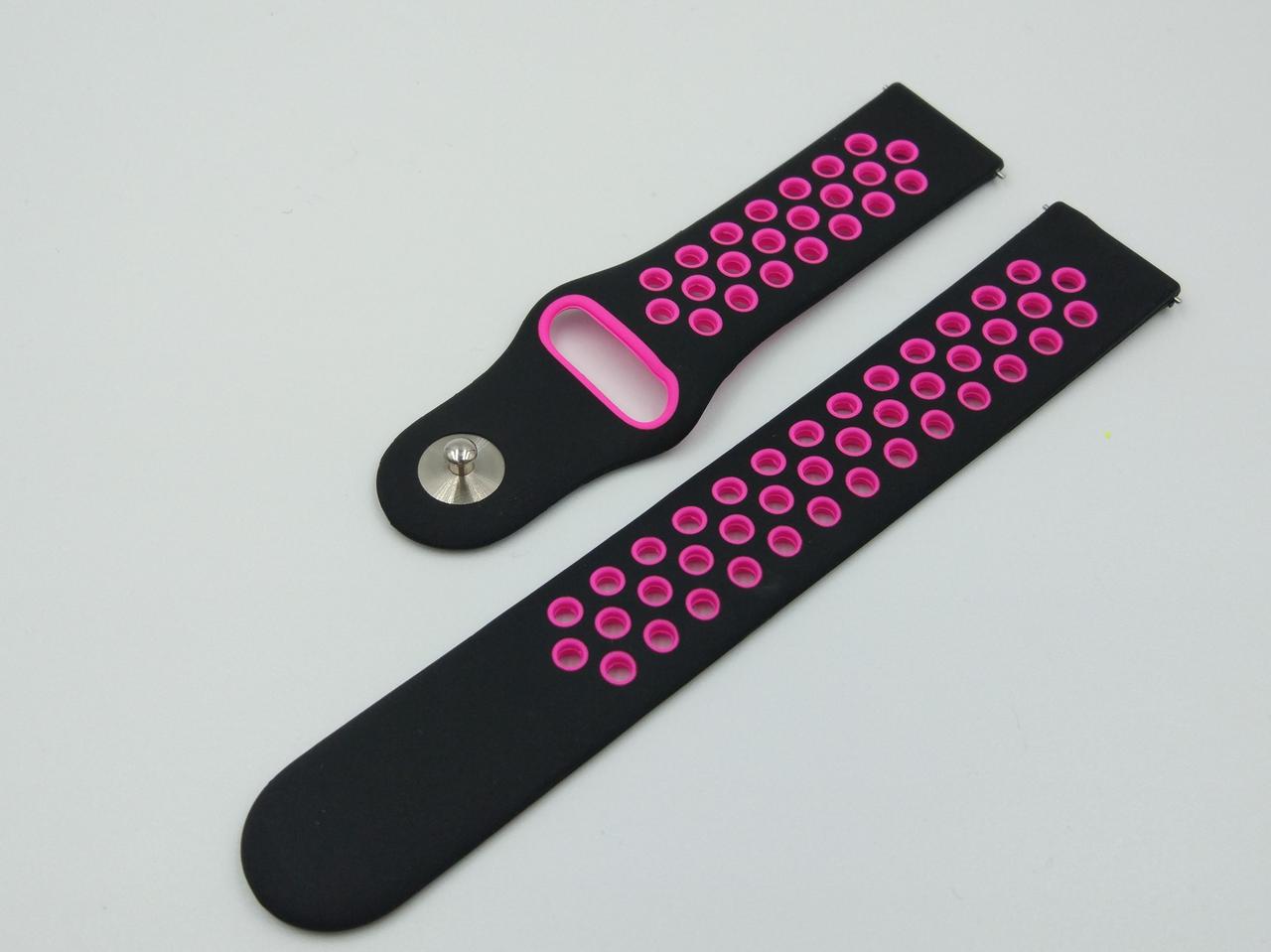 Силіконовий ремінець Sport Nike Style для Xiaomi Amazfit Bip / Lite / 20 мм Чорний / Рожевий 1674P
