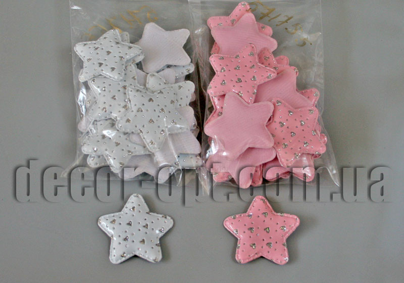 Тканинна заготовка зірочка блиск 5,0 см/20 шт.