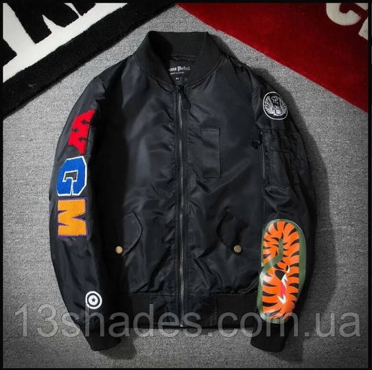 Чоловічий бомбер куртка Bape, чорний, Київ, фото 1