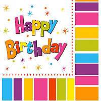 Серветки різнокольорові Happy Birthday 16шт
