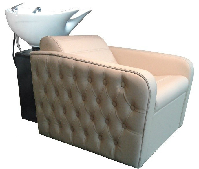 Мийка перукарня Марлен Люкс кераміка Нью-Йорк біла, шкірозамінник кремовий (FrizelTM), фото 1