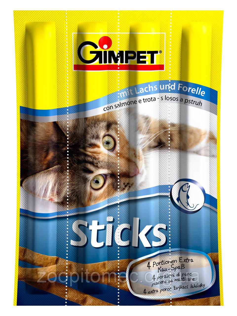 GIMPET Sticks ласощі для кішок м'ясні палички (лосось + форель), 4шт