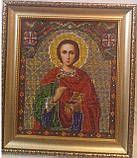 Ікона Св.Цілителя Пантелеймона (вишивка бісером) 25х28 см, фото 2