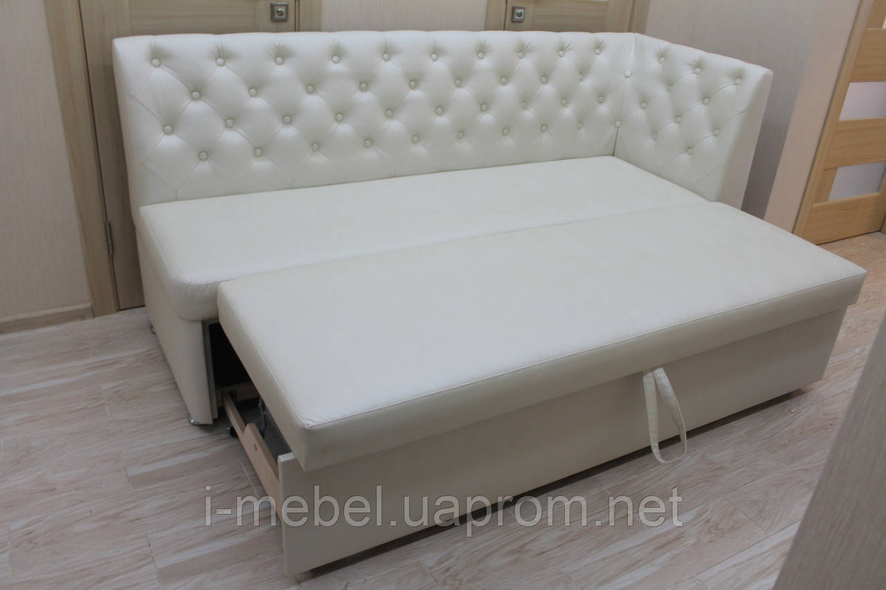Вузький диван зі спальним місцем на кухню (Перлинний)