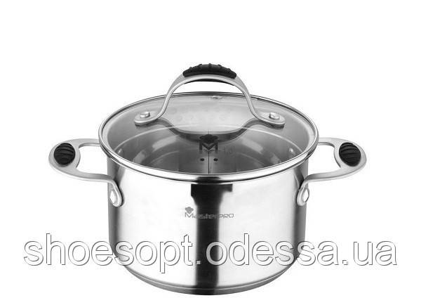 Каструля з кришкою 3л 20см з носиком для зливу, мірна шкала