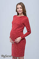 Елегантна сукня для вагітних та годування ANNITA DR-48.122, червоний меланж, розмір ХL