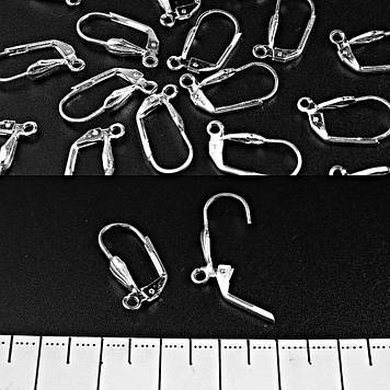 Швензи для сережок Листик "французький" замок світлий метал 250пар+- 250гр+- 18x8 мм