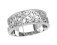 Кольцо женское серебряное Цветы
