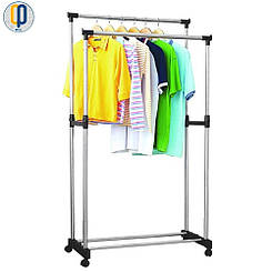 Телескопічна стійка-вішалка для одягу та взуття MINI Double Pole Clothes Horse Jw