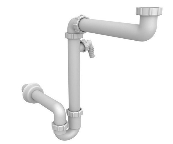 Сифон для мийки STYRON над пральною машиною з підключенням до пральної машини підводка д40 мм