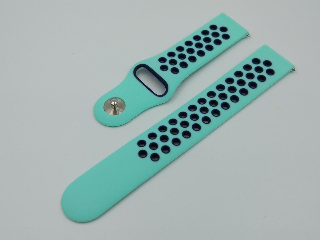 Силіконовий ремінець Sport Nike Style для Xiaomi Amazfit Bip / Lite / 20 мм М'ятний / Синій 1674P, фото 1