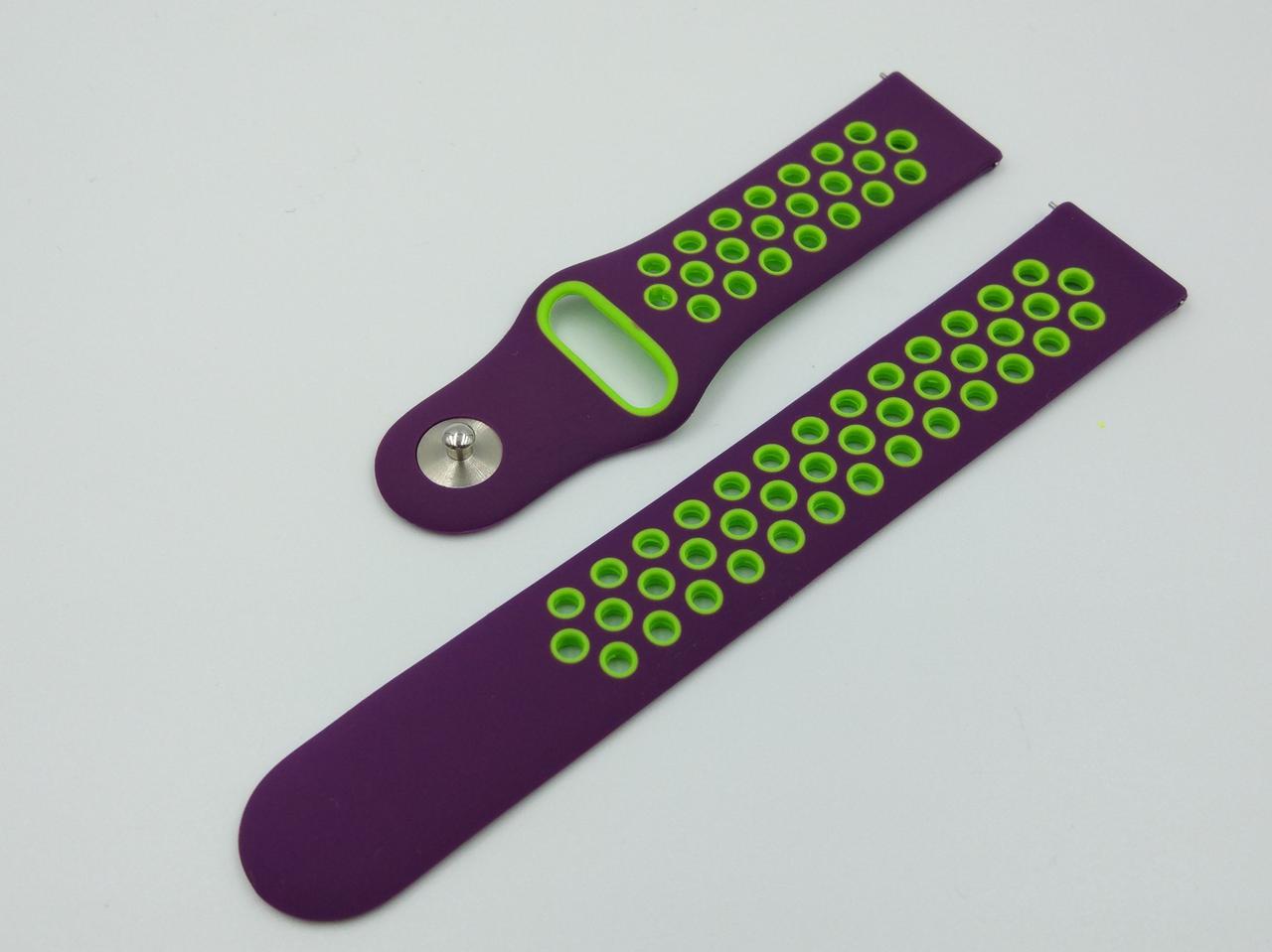 Силіконовий ремінець Sport Nike Style для Xiaomi Amazfit Bip / Lite / 20 мм Фіолетовий / Зелений 1674P