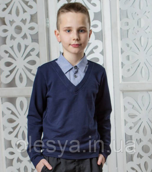Дитячий шкільний джемпер-обманка на хлопчика Розміри 122-152, фото 1