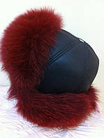 Жіноча вушанка з хутром песця 54-58 см теракотового кольору