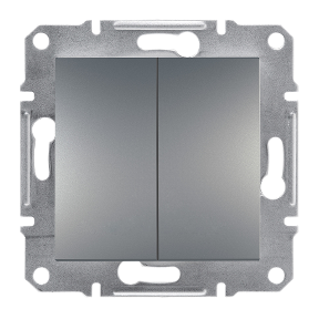 Вимикач двоклавішний самозажимний Сталь ASFORA Schneider Electric EPH0300162, фото 1