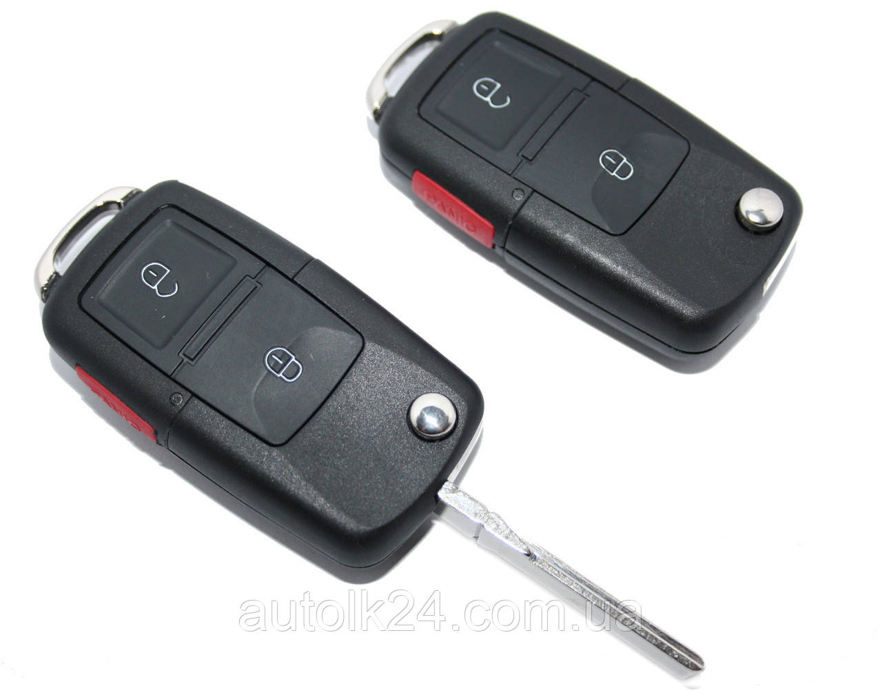 Корпус викидного ключа 2 кнопки + 1 panic для SEAT, фото 1