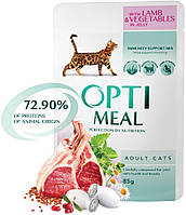 Optimeal Adult Cat с ягненком и овощами в желе, 12 шт