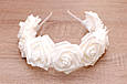 Обруч для волосся / ободок на голову з квітами трояндами білий 43, фото 2