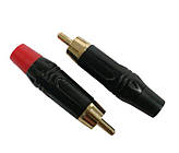 Штекер RCA чорний корпус метал, gold, (пара)