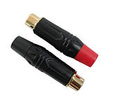 Гніздо RCA чорний метал. корпус, gold, пара