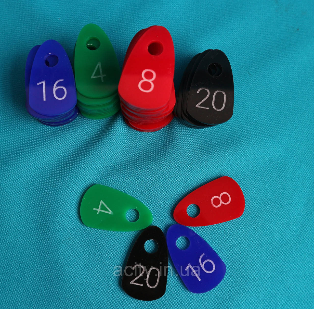 Номерок на ключі крапелька білий, фото 1