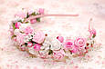 Обруч для волосся / ободок для волосся / прикраса для волосся з рожевими квітами 46 Об, фото 2