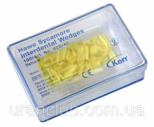 Клинья Sycamore Interdental Wedges, Kerr (США) упаковка Желтые 100 шт / уп № 822/40 - фото 1 - id-p753642135