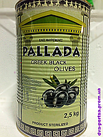 Греческие Маслины Паллада Чёрные НАРЕЗАННЫЕ 2.0 кг чистого веса, Размер 180/200 шт/кг Pallada