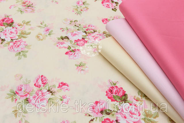 бавовняна тканина сатин з трояндами сатин з трояндами