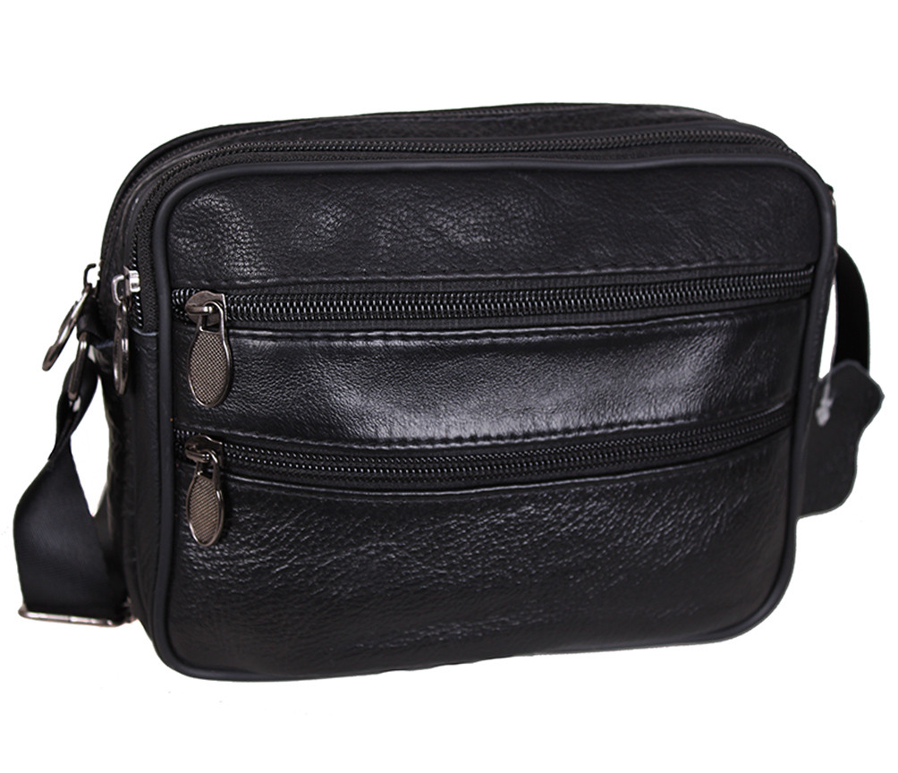 Чоловіча шкіряна сумка Bon R0-1 чорна, фото 1