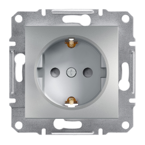 Розетка з ЗК і шторками Алюміній Asfora Schneider Electric, EPH2900261
