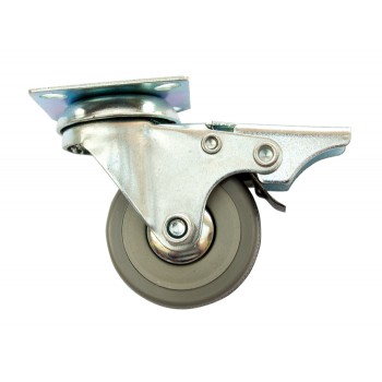 Ролик d-50 на мет. платформі гумовий із гальмом, фото 1