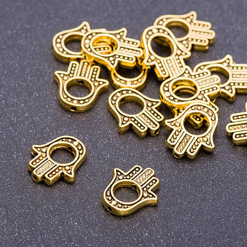 Фурнітура намистина вставка долоню "старе золото" d-14х12х2,5мм dотв-я-5мм фасування 20гр. + - 19шт.