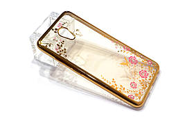 Чохол для Meizu M5 Note "Квіти і стрази Gold"