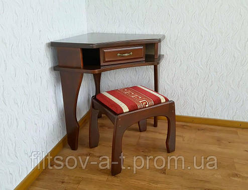 Кутовий туалетний столик з пуфом з дерева "Дарина", фото 2