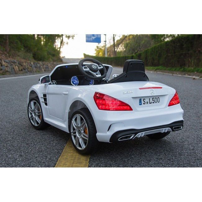 Дитячий електромобіль Mercedes-Benz SL500, пульт блютуз, автопофарбування, шкіряне сидіння, 2 мотори, амортизатори