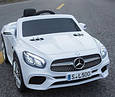 Дитячий електромобіль Mercedes-Benz SL500, пульт блютуз, автопофарбування, шкіряне сидіння, 2 мотори, амортизатори, фото 3