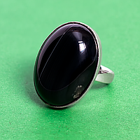 Агат черный, 25*18 мм., серебро 925, кольцо, 910КА