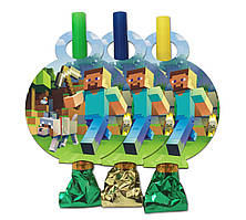 Язичок гудок карнавальний " Майнкрафт", 6 шт. в уп.