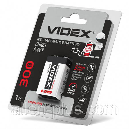 Акумулятор Крона Videx 6HR61 300mAh blister
