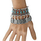 Браслет з монетами і синіми вставками, фото 2